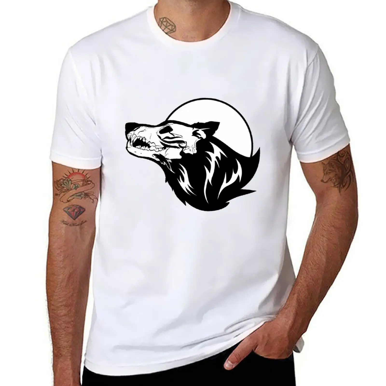 

WRMFZY Spiritus Skelewolf T-Shirt t shirts for man pack cotton t shirt for man anime t shirts oversize T-shirt