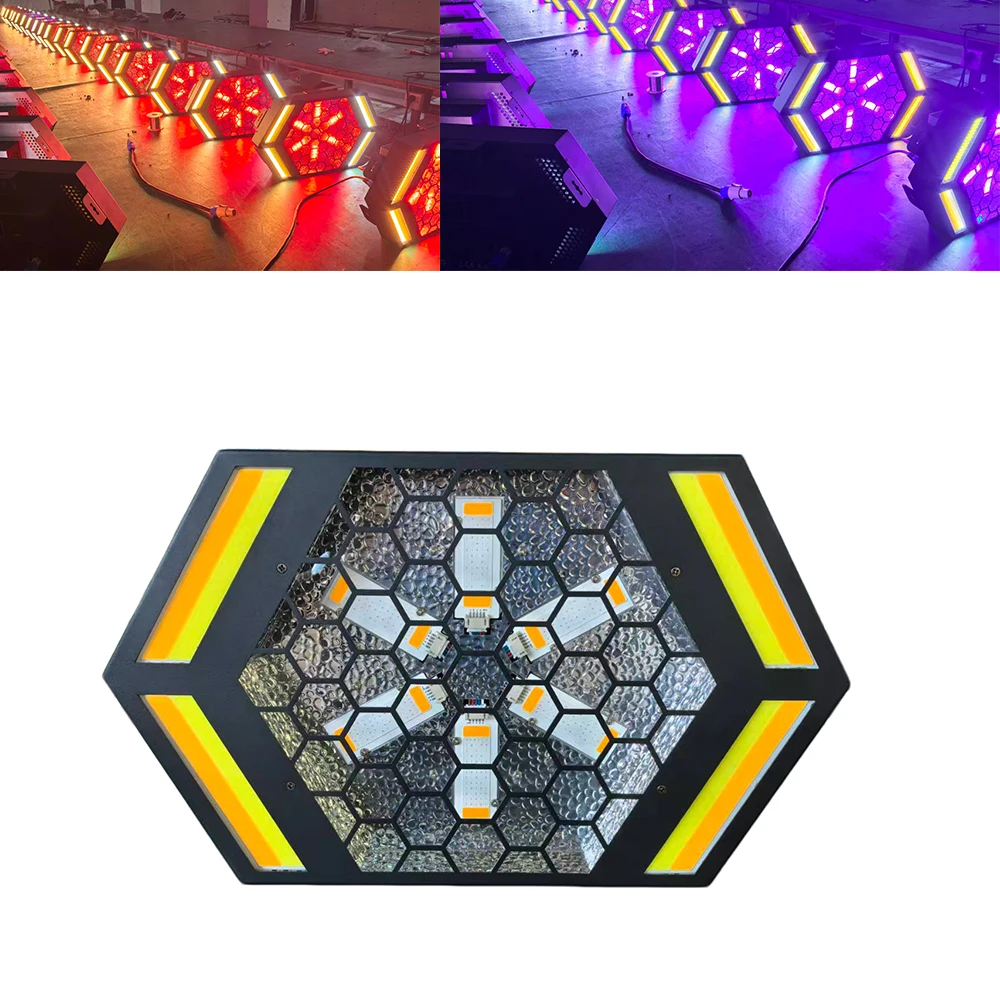 Hexagonal Splicing Retro Stage Matrix Effect Light 6×50W RGBA COB + 4×50W Warm Cool White LED Effect Wash Strobe Light for Party