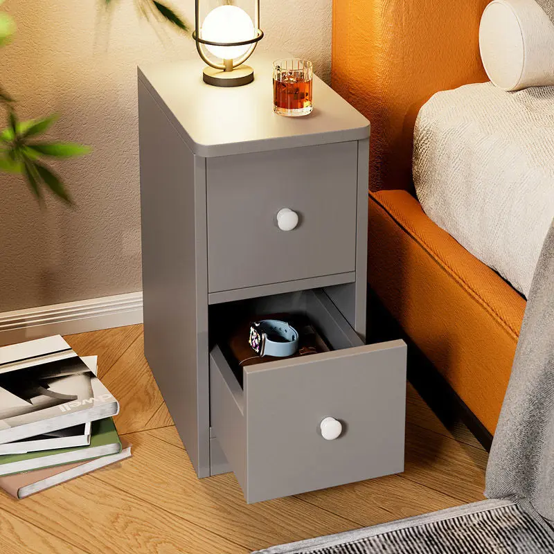 AOLIVIYA Bedroom Bedside Table Nightstand Sofa Side Storage Cabinet Narrow Drawer Rack Shelf Modern Minimalist Compact White