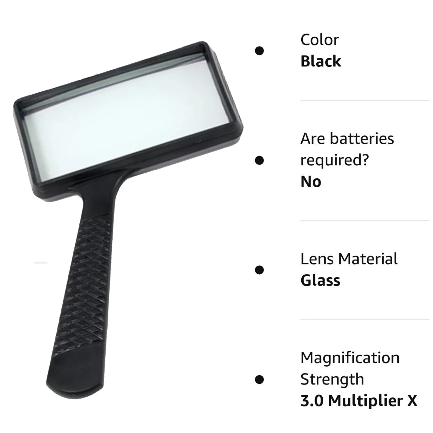 Ultra Large Rectangular Hand-held Magnifier 3X Magnification Scratch-Resistant Glass Lens  Large Horizontal Viewing Angle