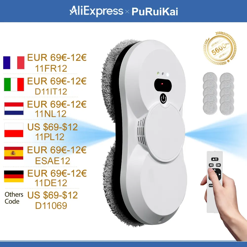 PuRuiKai robot electric automatic window cleaning Robotic vacuum cleaner, with remote control, two-way automatic spray