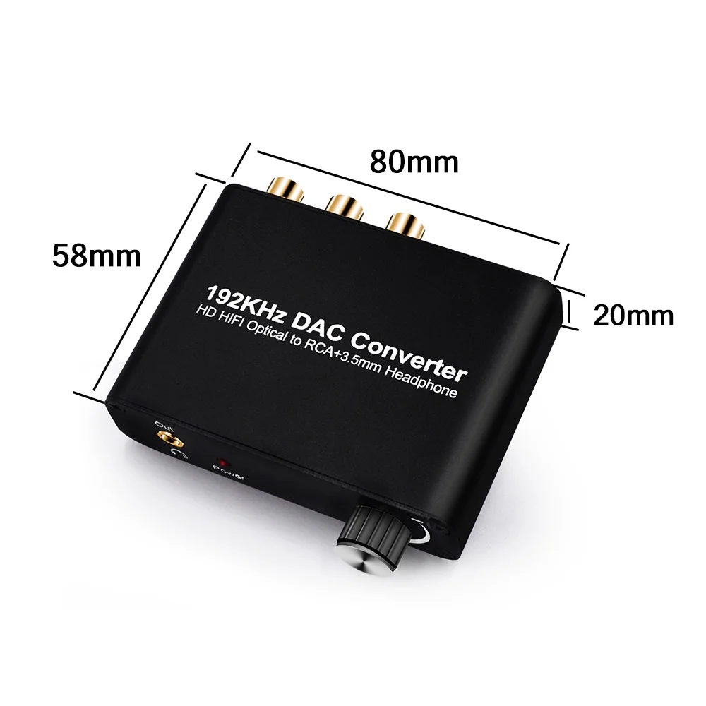 5.1CH Digital Optical To Analog Decoder 192khz DAC Volume Adjustment Coaxial to Analog Stereo L/R RCA 3.5mm for PC PS4 Xbox