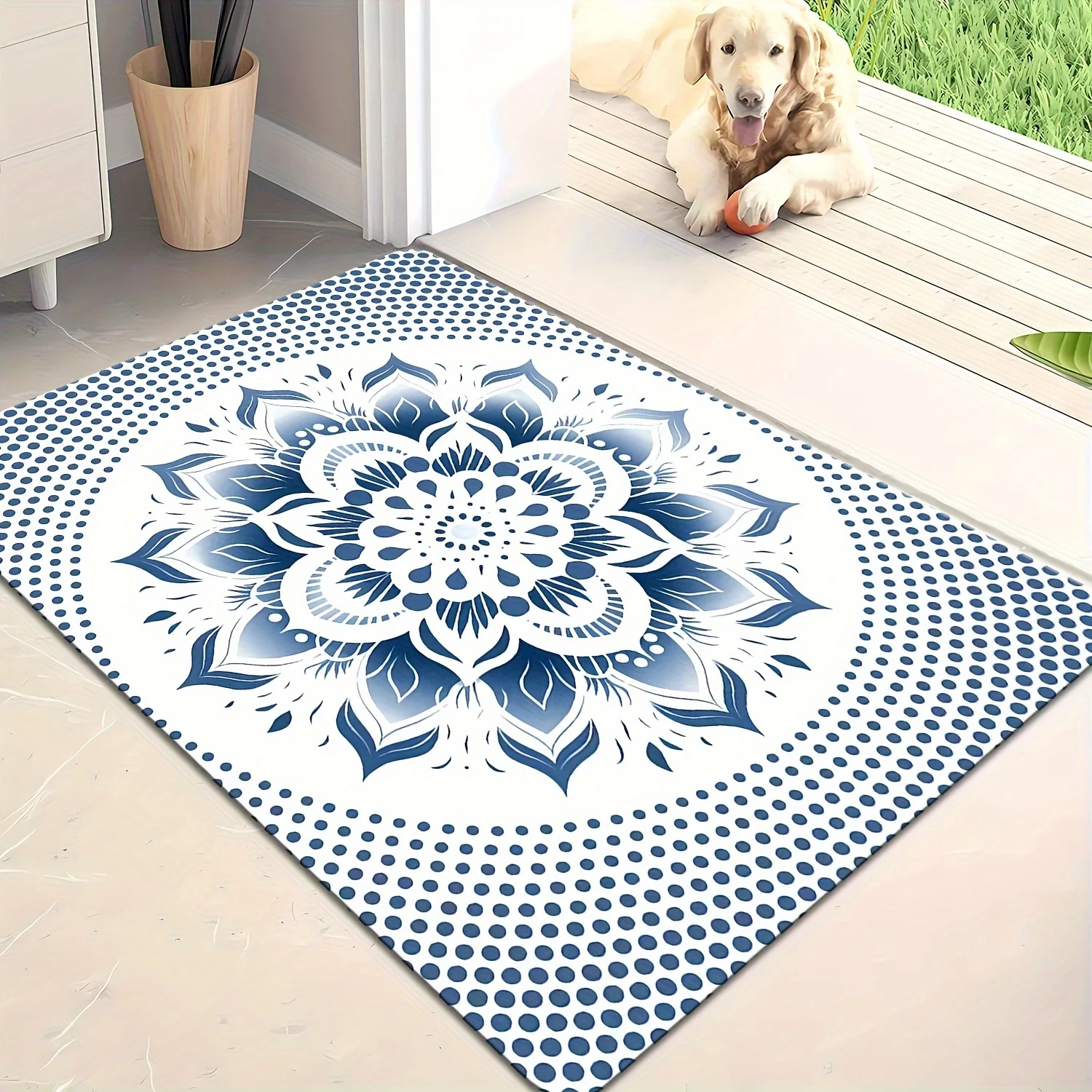 قطعة واحدة، سجادة منطقة بنمط الأزهار الحديثة، قابلة للغسل في الغسالة، مقاومة للبقع والغبار، غير قابلة للانزلاق، مقاومة للتعب الناعمة، من أجل Living Ro #2