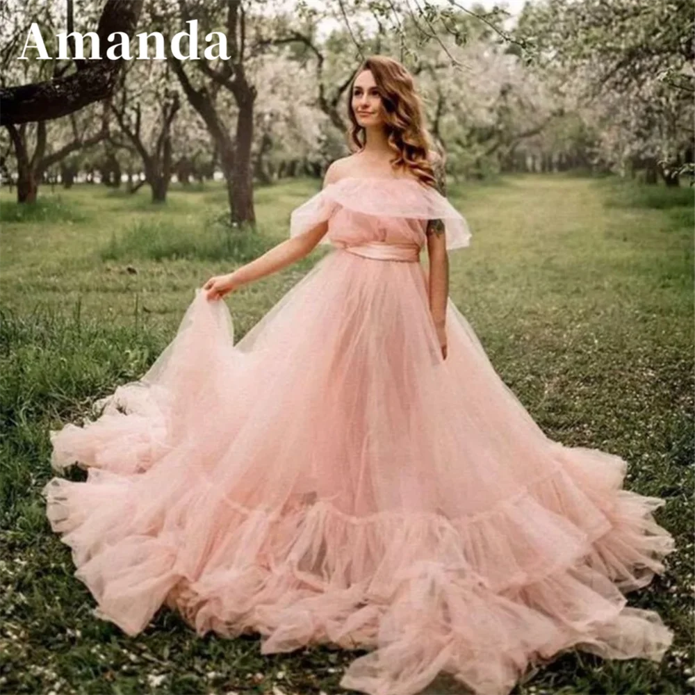 

Amanda Princess Off Shoulder Prom Dress 2023 Sweet Ball Gown Tulle فساتين مناسبة رسمية Tullw Sweep Train Vestidos De Noche