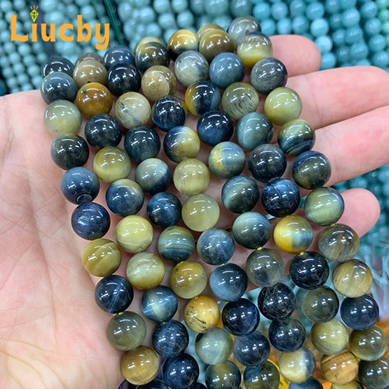 DIY Retro Dekoration exquisite Creolen Naturstein Traum Tiger Auge Stein für Schmuck herstellung 15 "Großhandel 6/8/10/12/14mm – Detail 4