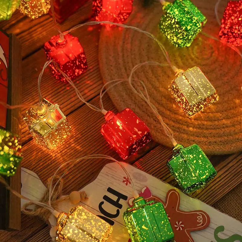 1PC 1.5M 10Led Christmas Gift Box String Lights Battery Box Powered For Indoor Outdoor Yard New Year And Xmas Tree Holiday Decor