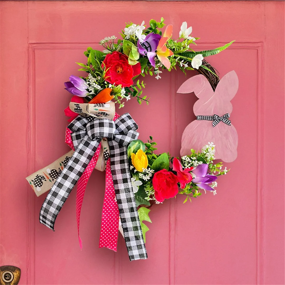 

For Front Door Decoration Easter Egg Bunny Flower Garland