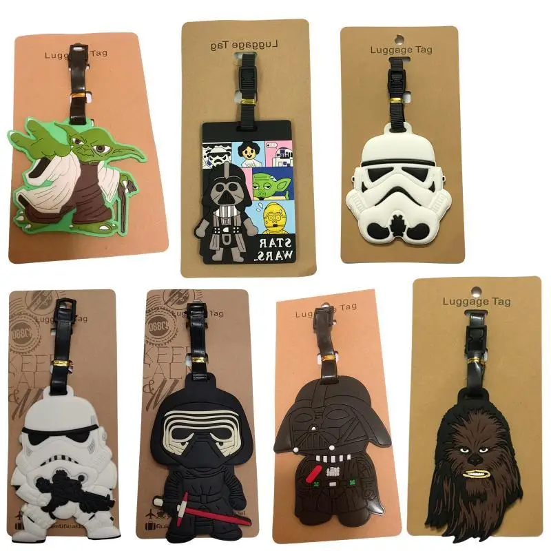 Star Wars Movie Character Darth Vader Master Yoda Pvc Material Luggage Tag Pendant Luggage Bag Identification Tag Boys Girl Gift