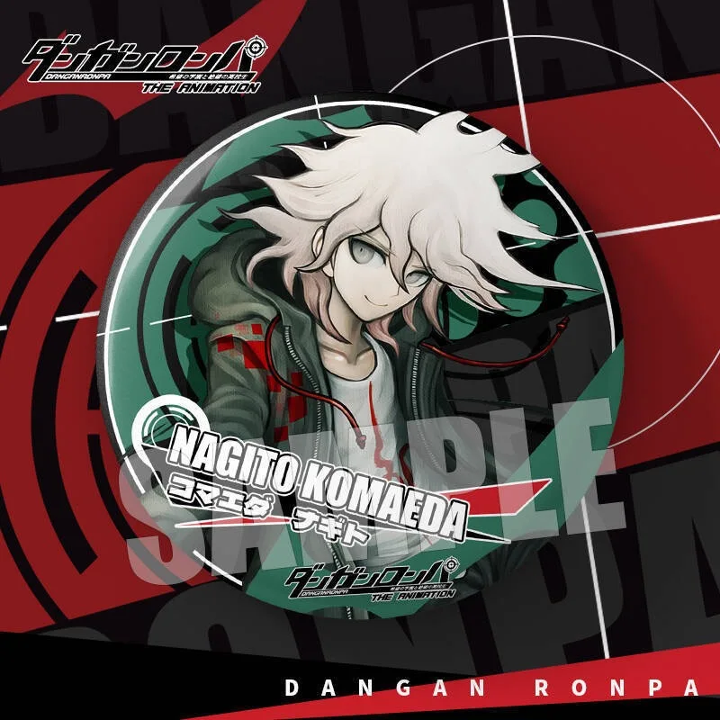 Danganronpa Anime Figure Nagito Komaeda Metal Badge Naegi Makoto Decorative Pins Enoshima Junko Broochs Toy Fans Collection Gift
