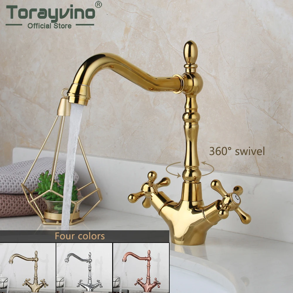 

Torayvino Bathroom Faucet Basin 360 Rotatable Sink Mixer Faucets Washbasin Deck Mounted Good Quality Hot and Cold Water Tap