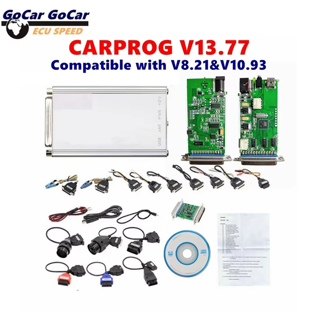 2026 Newest Online Carprog V13.77/V8.21Full Adapters Super practical with keygen Car Prog For Airbag/Radio/IMMO ECU Repair Tool