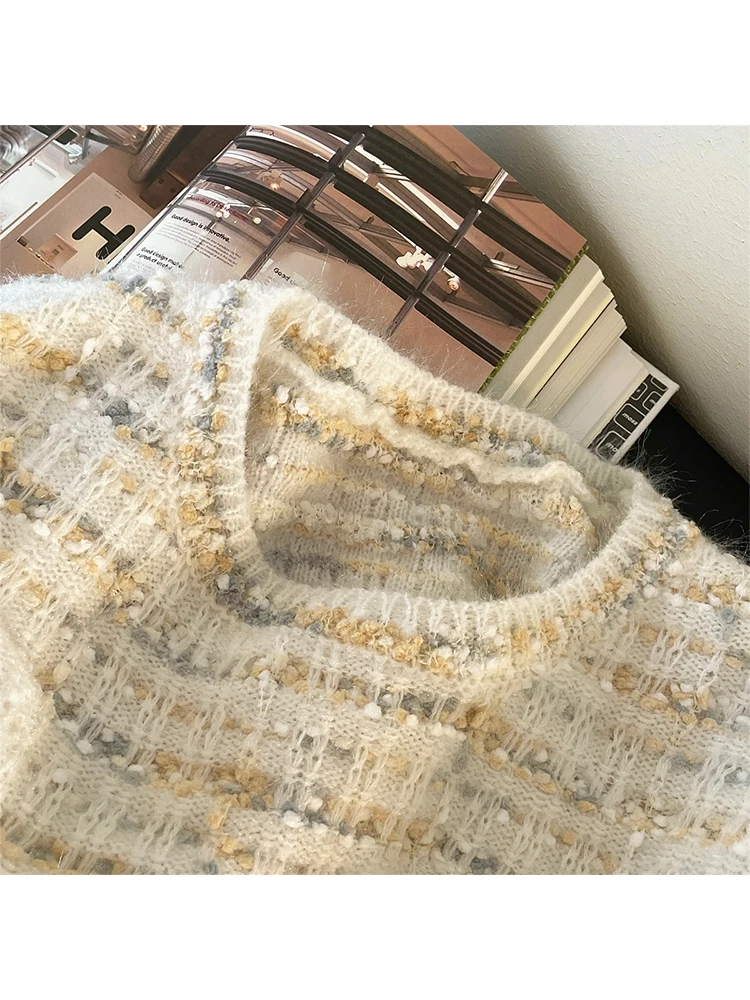 Autumn Winter Woman Korean Vintage Mori Girl Pullovers Sweater Thick Mohair O-neck Jumper Long Sleeve 2000s Aesthetic Warm Tide