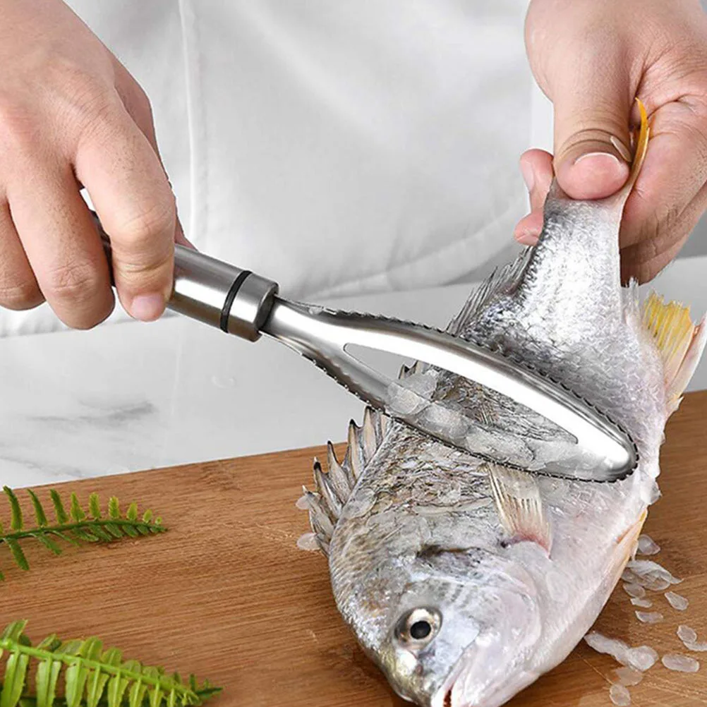 

2Pcs Fish Scale Scraper Premium Stainless Steel No Skid Grip Efficient Seafood Cleaning Tool Kitchen Utensil Wall Mountable