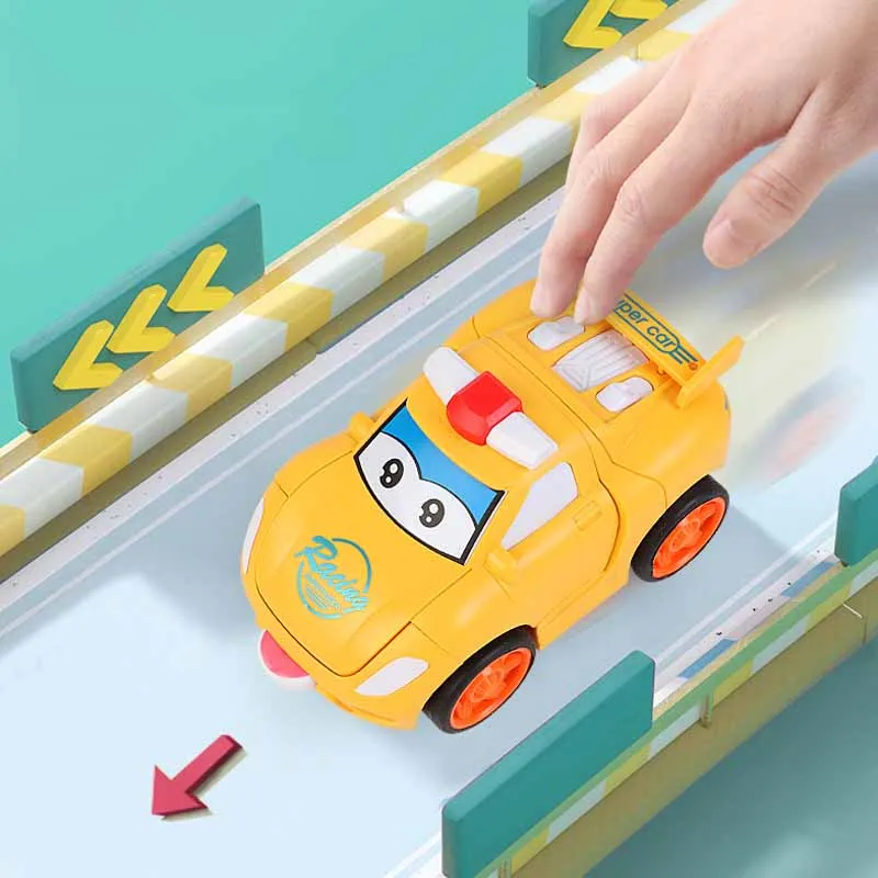 Creative Inertia Collision One-click Transformation Cartoon Car Toys Rotating Gliding Deformation Robot Boys Interactive Toys