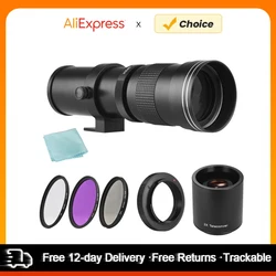 Camera MF Super Telephoto Zoom Lens F/8.3-16 420-800mm T Mount + UV/CPL/FLD Filters Set +2X 420-800mm Teleconverter Lens