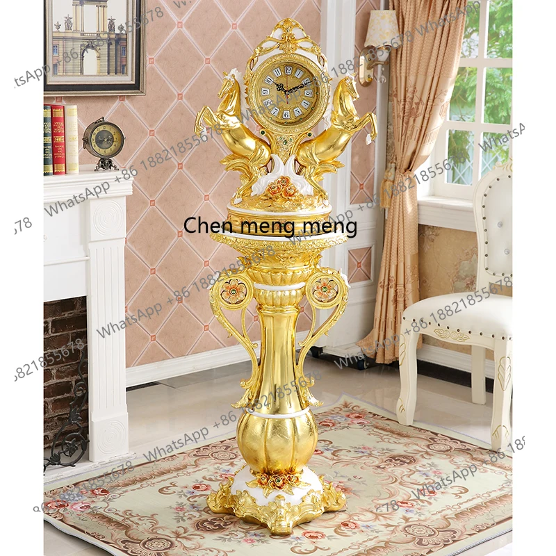 

European-style floor clock vertical living room clock ornament Ma American-style villa luxury clock