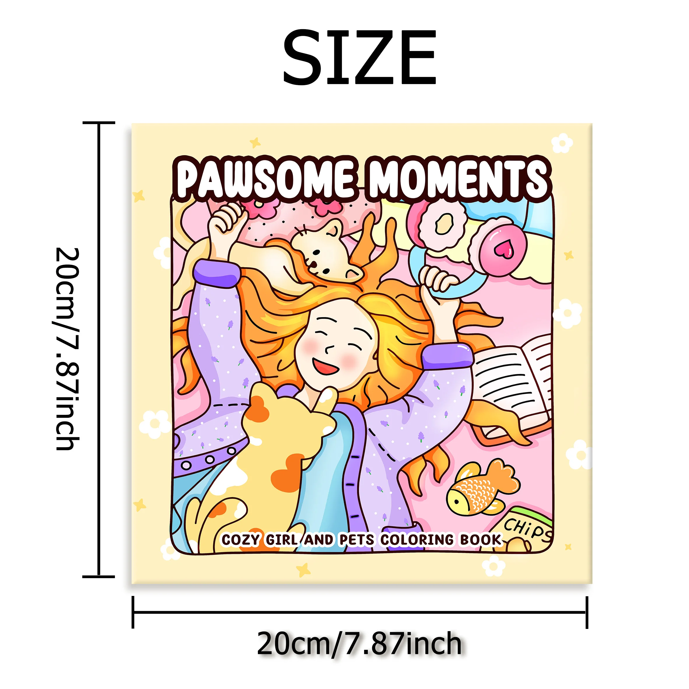 1pc PAWSOME MOMENTS: Coloring Book for Adults Featuring Cute Cozy Daily Activities for Relaxation (Cozy Spaces Coloring)