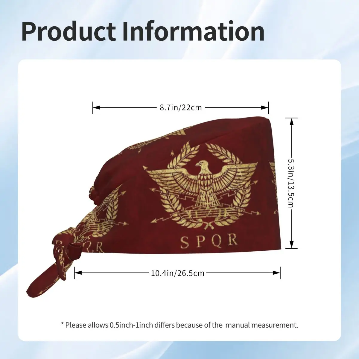 Rome SPQR Roman Scrub Hat Doctor Working Surgical Cap Unisex Adjustable Nursing Caps for Dentist