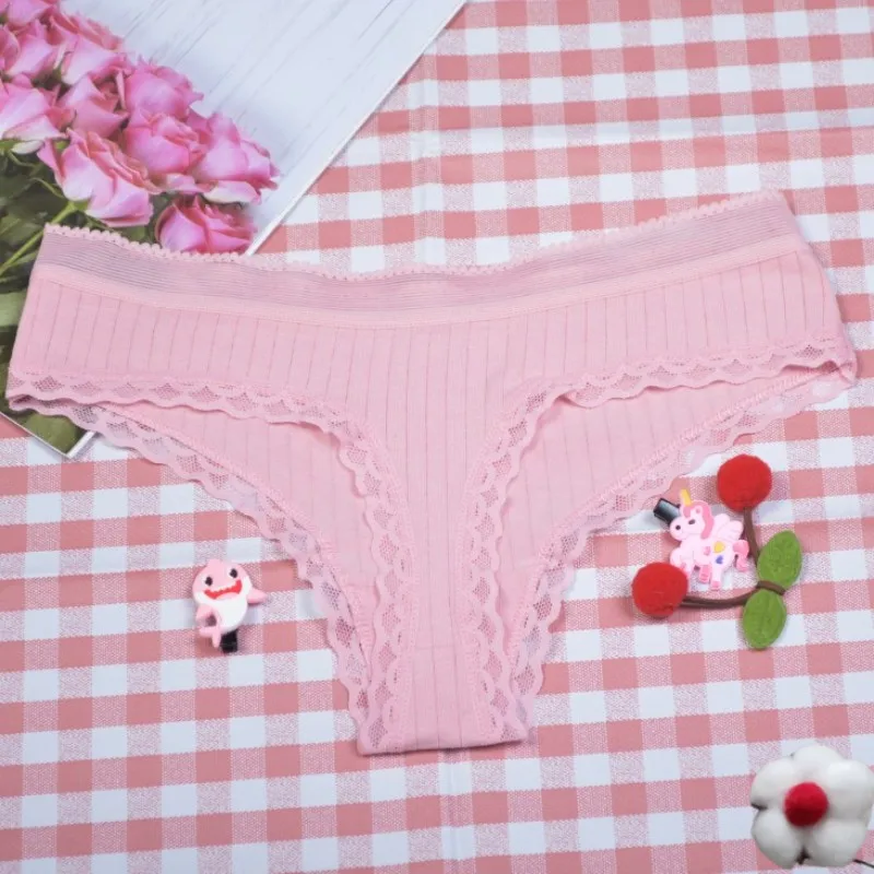 3PCS/Set Women's Sexys Panties Seamless Cotton Ladies Ribbed  Female Underwear Low Waist Briefs Sports Lace Lingerie M L XL