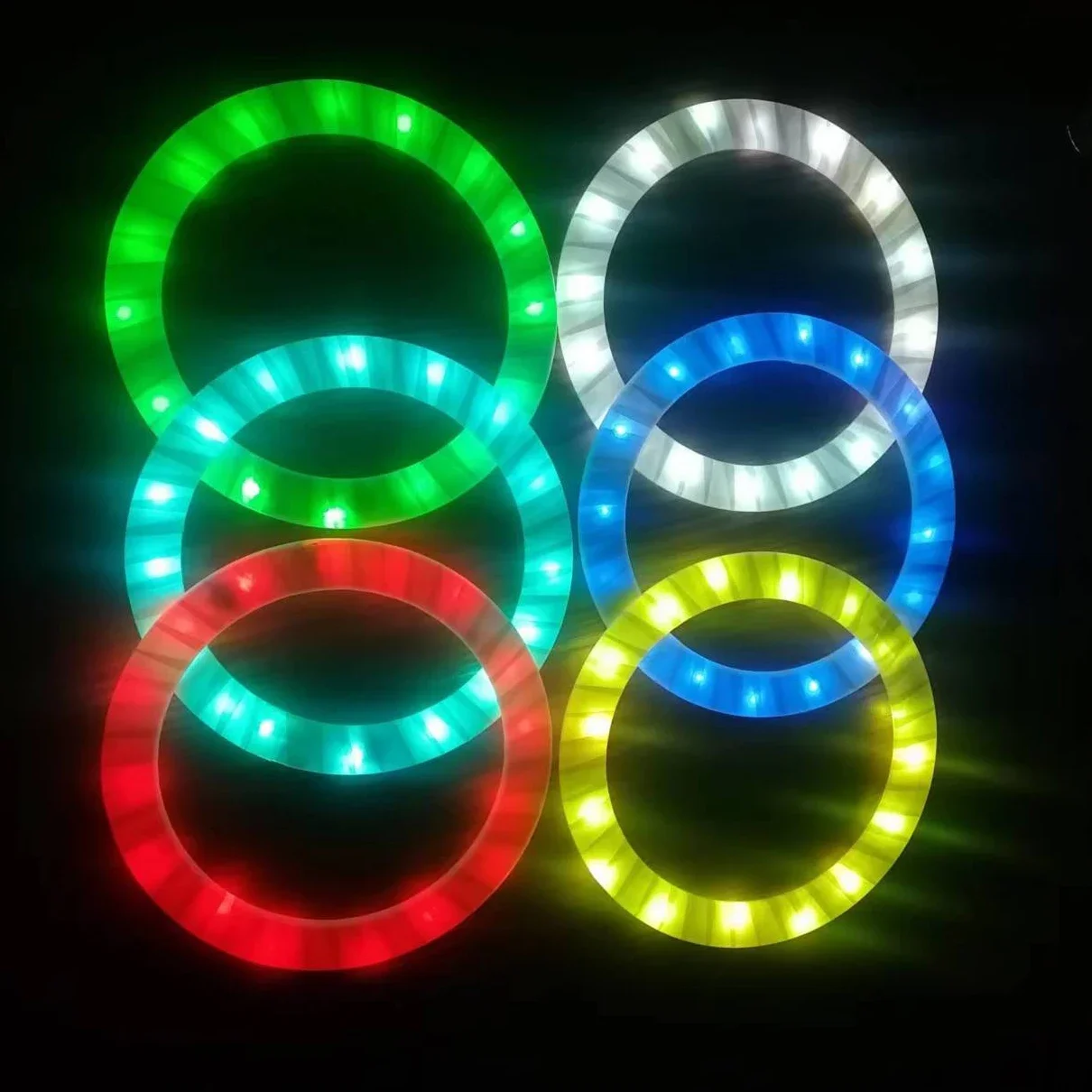 Rechargeable LED Rings Light Up Decoration Juggling Rings Flexible Colors