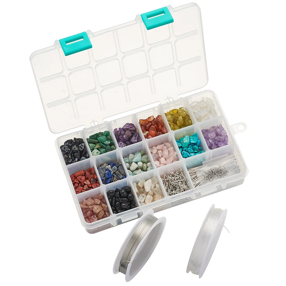 

DIY Beginner Earring Ornament Making Kit Natural/Synthetic Gemstone & Earring Accessories & Copper Wire & Elastic Crystal Thread