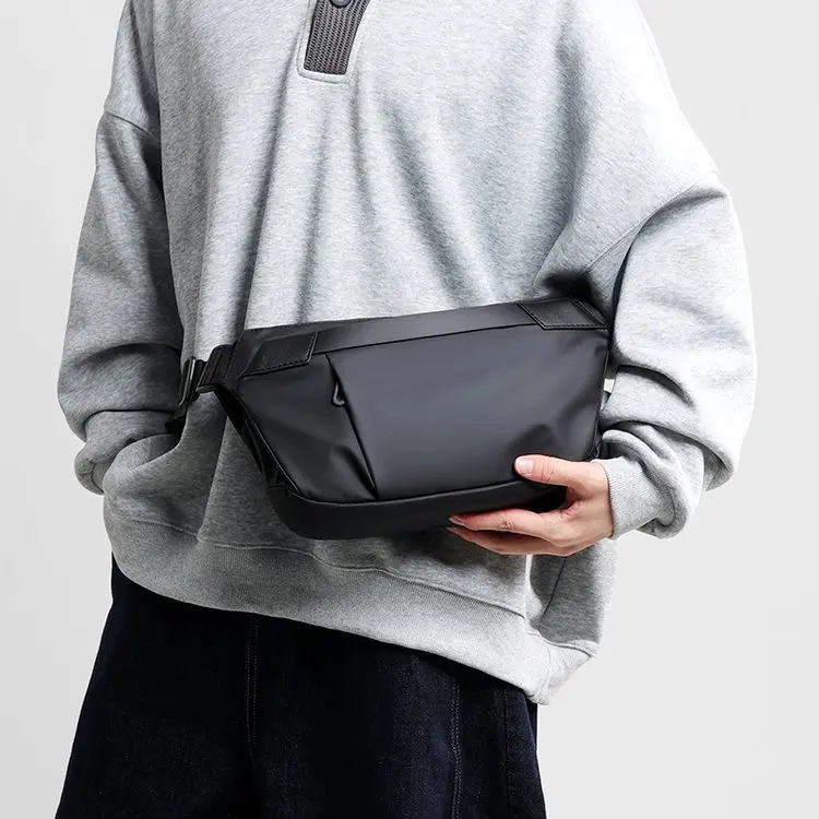 New Men's Motorcycle Commuter Bag Crossbody Waist Bag Student Single Shoulder Bag High Waterproof Oxford Fabric Zipper Closure