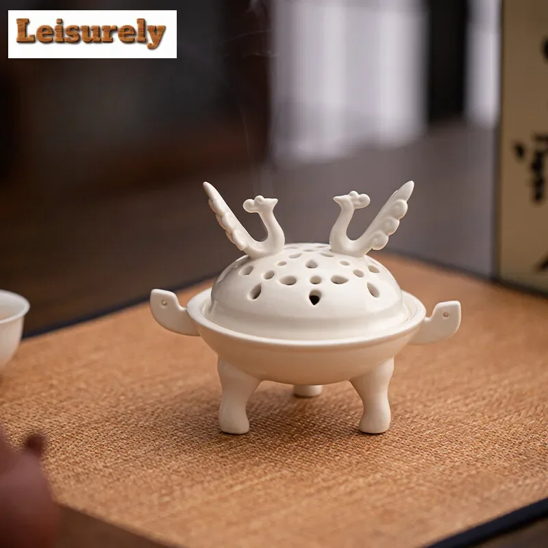 

Creative Double Phoenix Incense Burner Home Indoor Aromatherapy Furnace Zen Censer Burner Holder Consecrate Ceremony Decoration