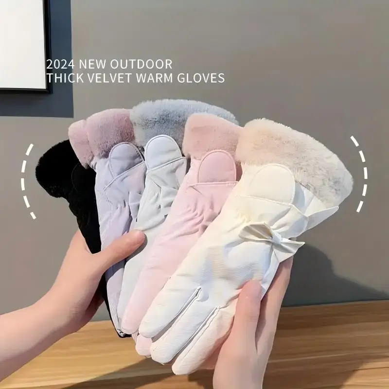 

1 Pair Women's Winter Warm Gloves,Thick Fleece Lined,Touchscreen,Non-Slip Windproof,Fashionable Outdoor Gloves for Autumn/Winter