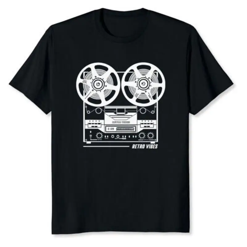 NEW LIMITED Cassette Tape Reel To Analog Sound System Retro Vibes T Shirt