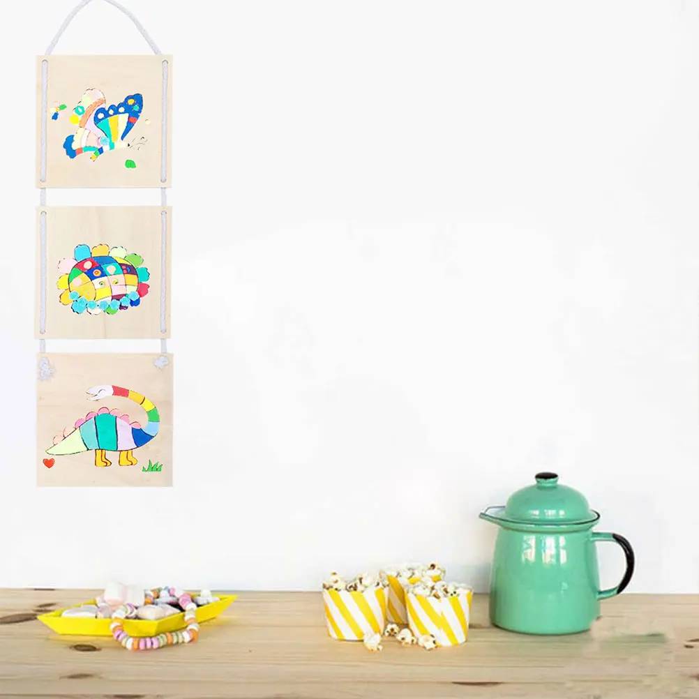 2Pcs Wooden Wall Hanging Board Blank Smooth Surface DIY Drawing Painting Craft Display for Home Store Cafe Hotel