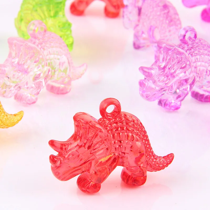 Breloques de dinosaure en acrylique transparent pour fille, artisanat amusant, cadeau de passe-temps, 10 pièces