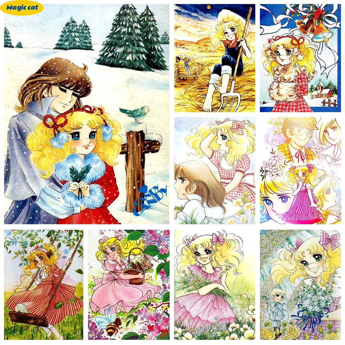 Candy Candy 5D Diamond Art Embroidery Girl And Flowers Full Round/Square Diamond Painting Cross Stitch Mural Mosaic Room Decor