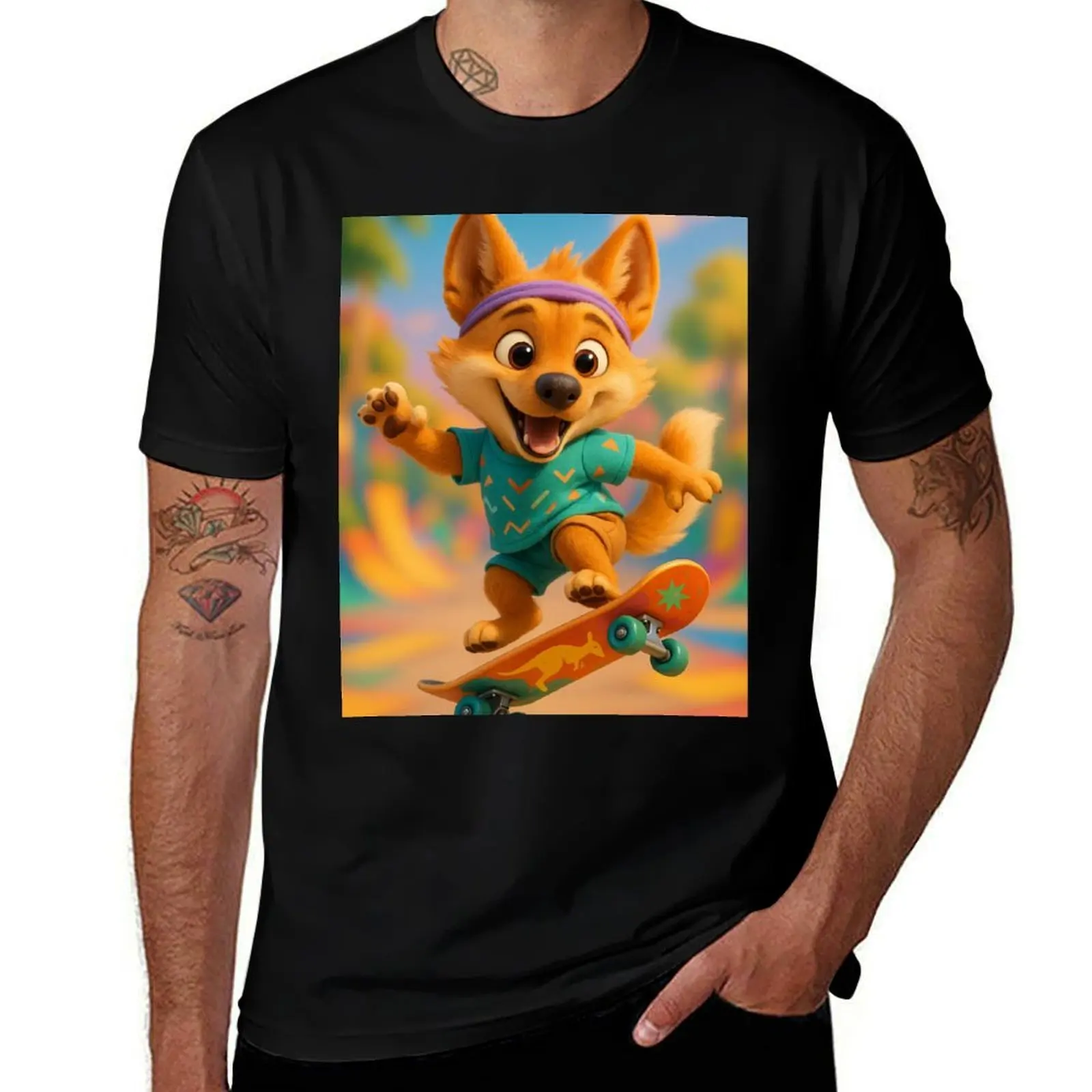 

Skater Dingo T-Shirt oversized gifts for boyfriend oversizeds summer top T-shirt men