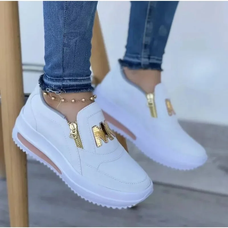 New Women Casual Sneakers M Printed Side Zipper Platform Plus Size Vulcanized Shoes Zapatillas Mujer Sapato Plataforma Feminino