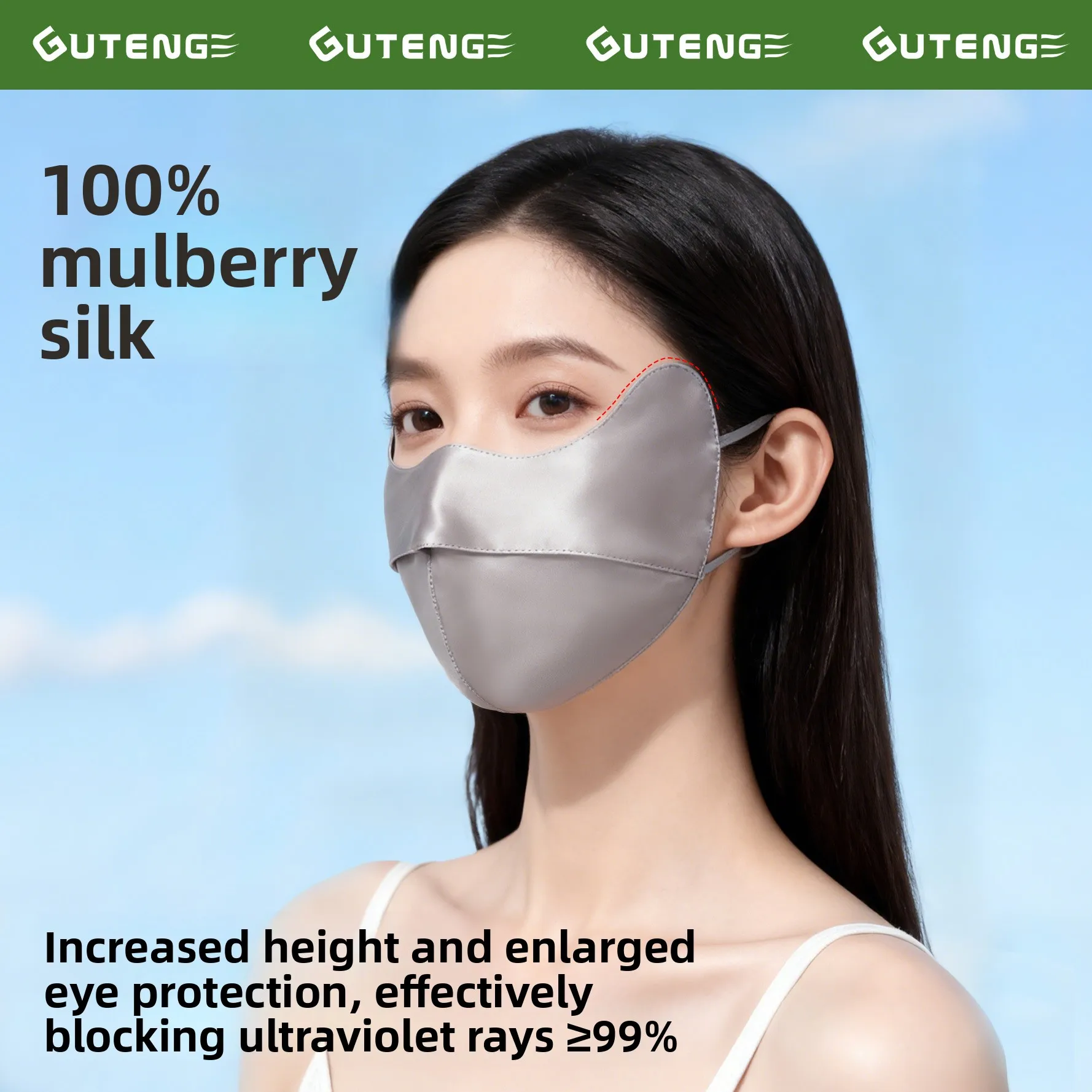 

100% Mulberry Silk Sun Protection Face Mask UPF 50+ UV Blocking Breathable Silk Face Cover for Women Summer Outdoor