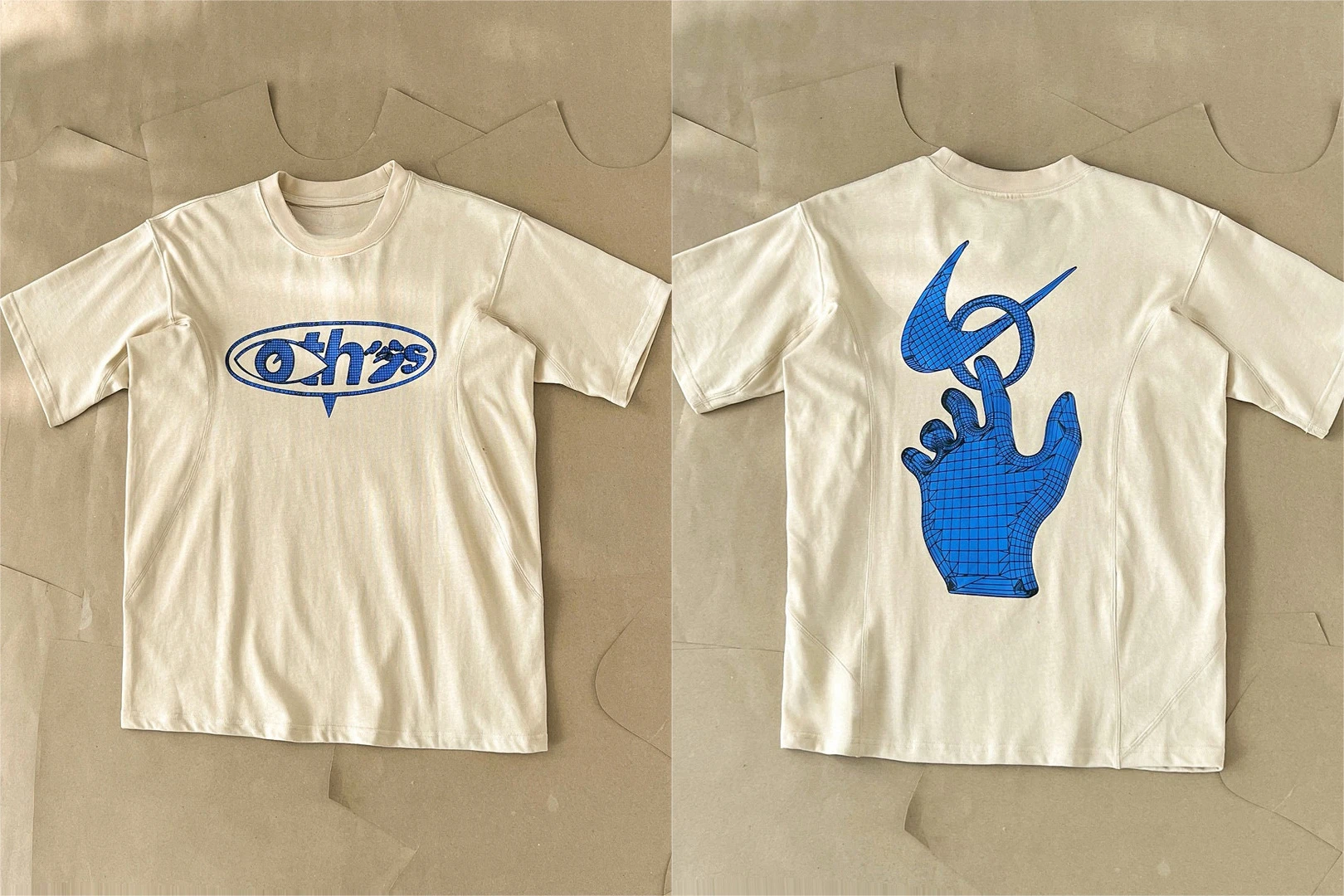 OFF OW Joint Series American Vintage Printed Round Neck Short-sleeved T-shirt Asian Version of Men's Khaki Heavy WHITE