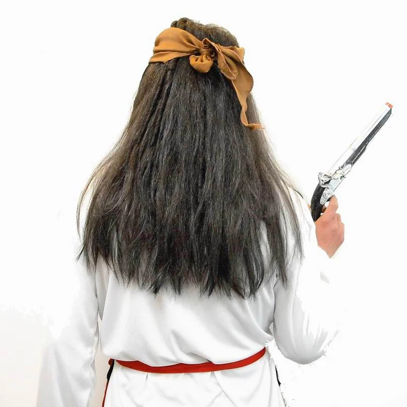 Adult Pirates of the Caribbean Jack Sparrow Cosplay Costume Wig And Beard Set Men Women Purim Halloween masquerade Prop