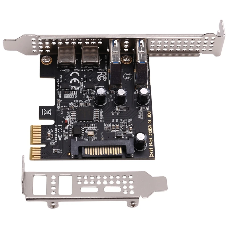 

NEW-PCI Expansion Card 4-Ports (Type-C+A) USB 3.2 Expansion Card 5Gbps High Speed Hub Driver-Free For Desktop Computer
