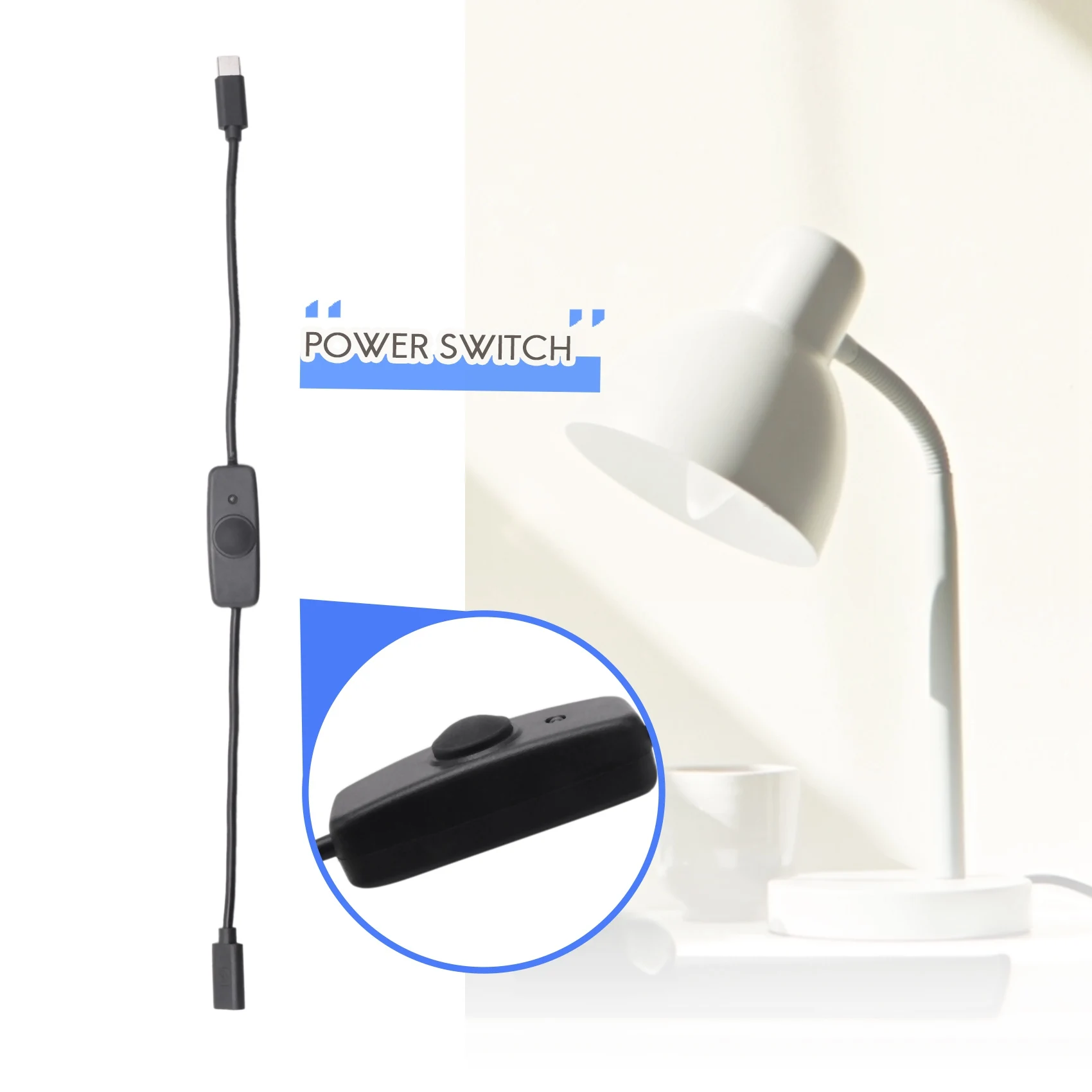 Выключатель питания USB Type C со световым индикатором «папа-мама» Удлинительный кабель USB-C для Raspberry Pi 4BJAS