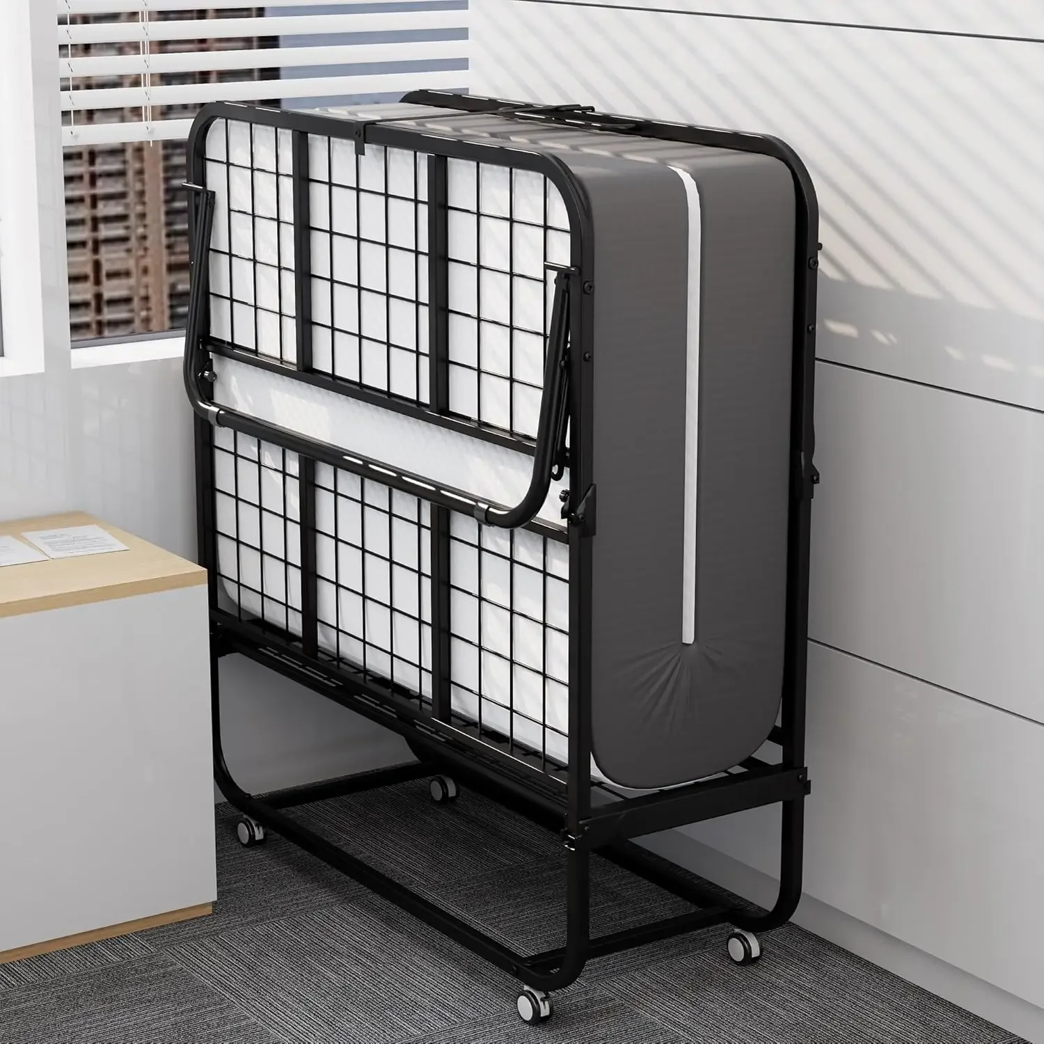 [عرض لفترة محدودة، تصفية! ]سرير قابل للطي مقاس 75 بوصة × 38 بوصة مع مرتبة، وسرير قابل للطي محمول، وإطار معدني قوي موفر للمساحة، Fol