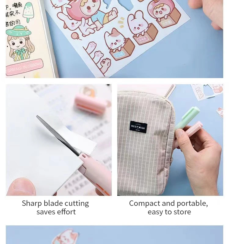 1pc Mini Tragbare Schere Papier Cutter Messer 2 In 1 Multifunktionale Tasche Stift Form Scrapbooking Carving Schneiden Kunst Werkzeuge – Detail 3