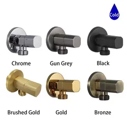 ULA Black Gold Brass and stainless G1/2  Valve Wall Mounted Single Cold Water Angle Valve Toilet Filling Valves Bath Accessories