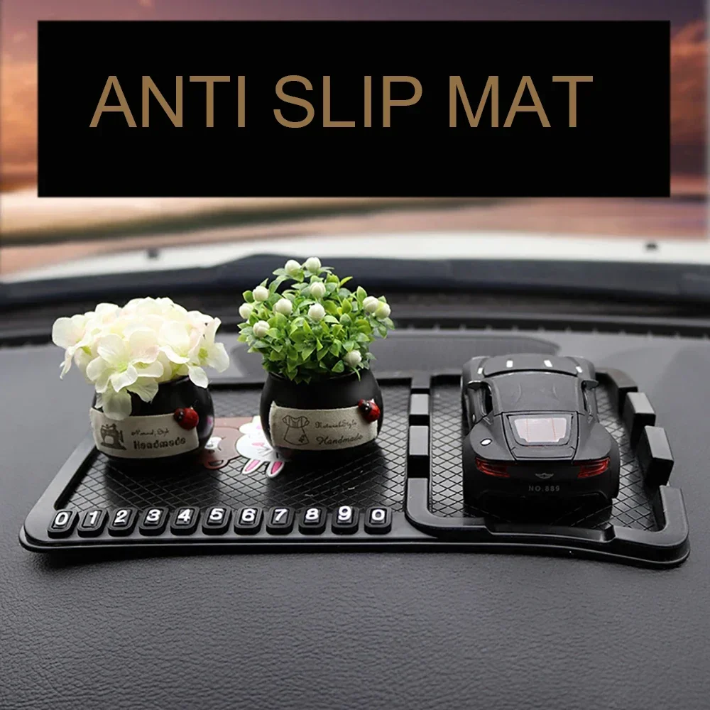 

Автомобильный орнамент, противоскользящий коврик из ПВХ, милое украшение, нескользящая накладка на приборную панель с номером телефона, подсказка, авто аксессуары для интерьера, подарки