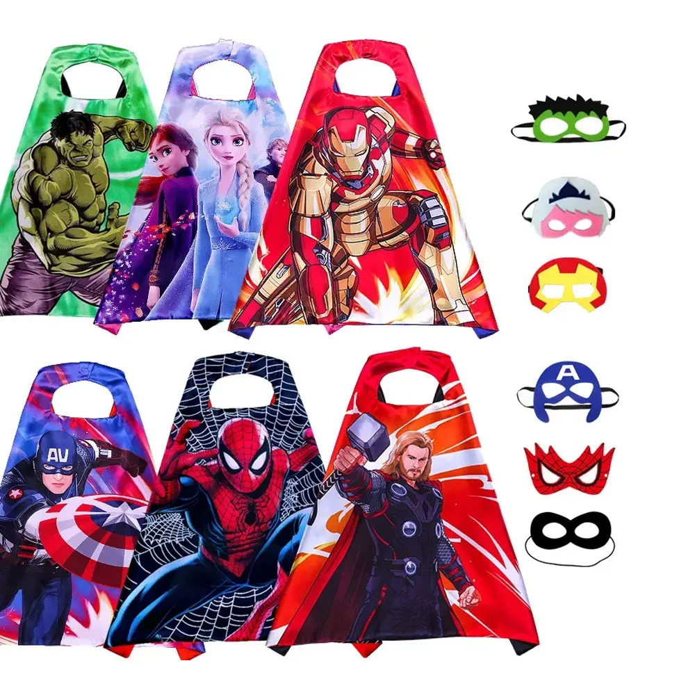 

Набор из 6 супергеройских плащей и масок на Хэллоуин для девочек 3-10 лет, подарки, мультяшные костюмы для переодевания, товары для вечеринок, пасхальный плащ