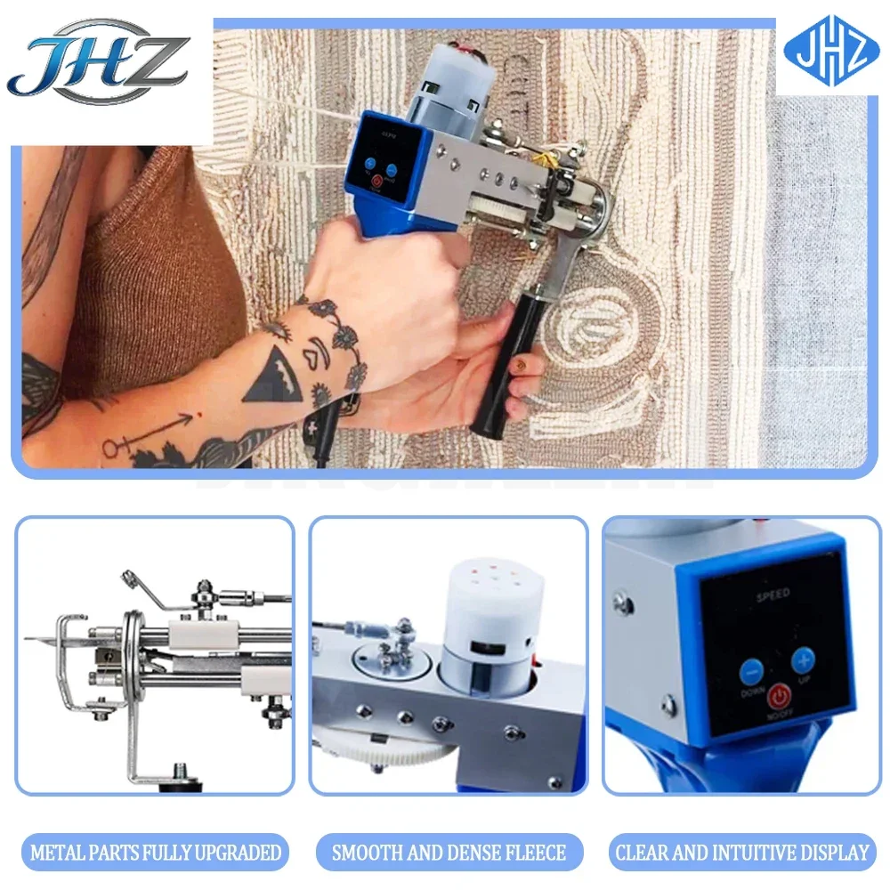JHZ for Pistolet Tufting Gun Set 2in1 Electric , 7-21mm Tufting Machine, with Carpet Trimmer ,Fabric and