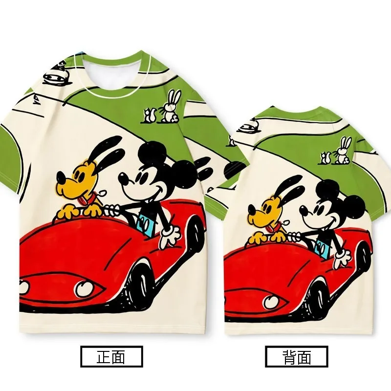 Kawaii Disney Animation Mickey Short Sleeve Summer Couple T-shirt Female Cartoon Minnie Pattern T-shirt Half Sleeve Clothes