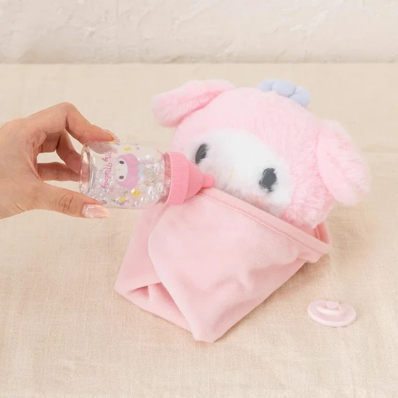 Sanrio Figure Hellokitty Cinnamoroll Melody Cute Soft Plush Toy Kawaii Baby Dress Up Suit Baby Pacifier Bottle Girl Birthdaygift