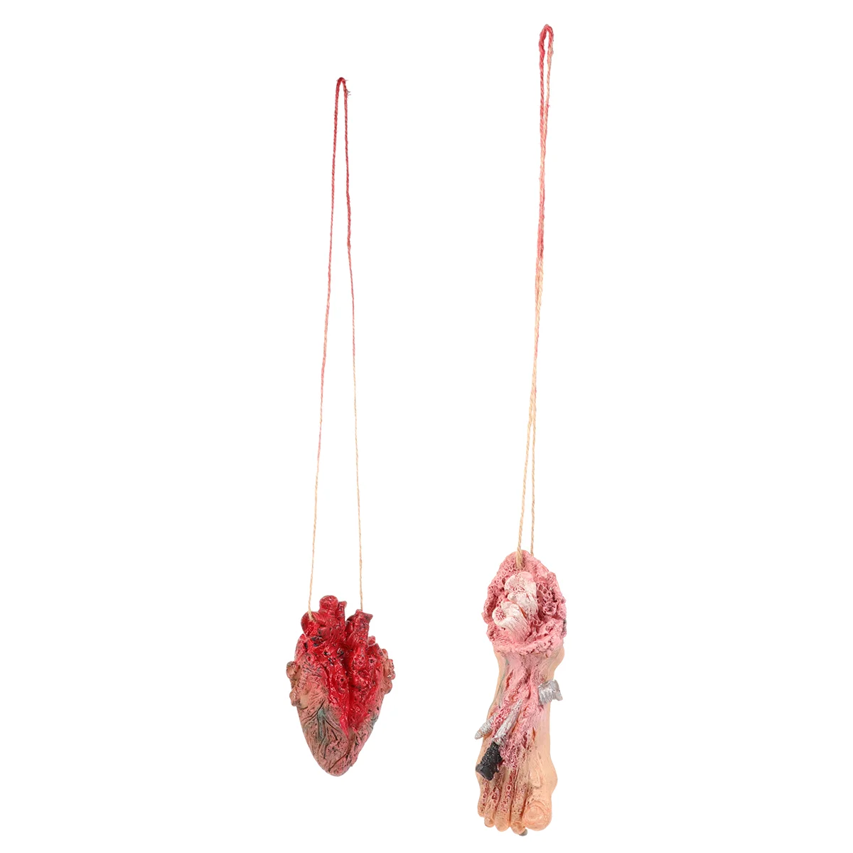 2 Pcs Decorations Simulated Human Organ Pendant Toy Fake Dead Body Props Emulsion Halloween Scary