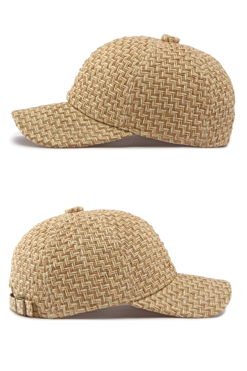 HT5124 Frühling Sommer Sonnenhut Kappe für Männer Frauen Atmungsaktive Stroh-Baseballkappe Unisex Verstellbare Modische 6-Panel Snapback-Kappe – Detail 9