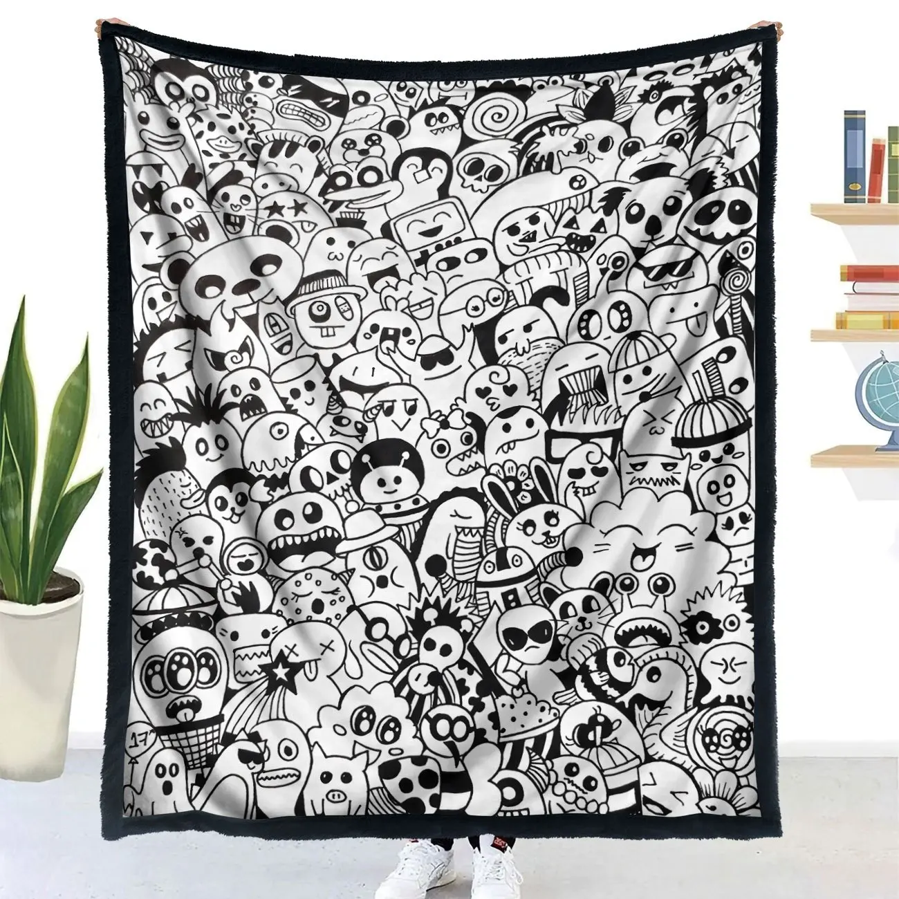 2D Flat Printing, 1pc Comfortable Soft Graffiti Blanket, Free Coloring, Warm Comfortable Soft Blanket, Air-Conditioned Room Blan